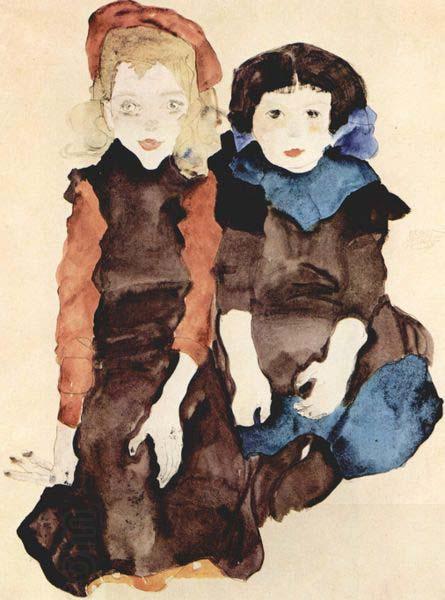 Egon Schiele Zwei Kleines Madchen China oil painting art